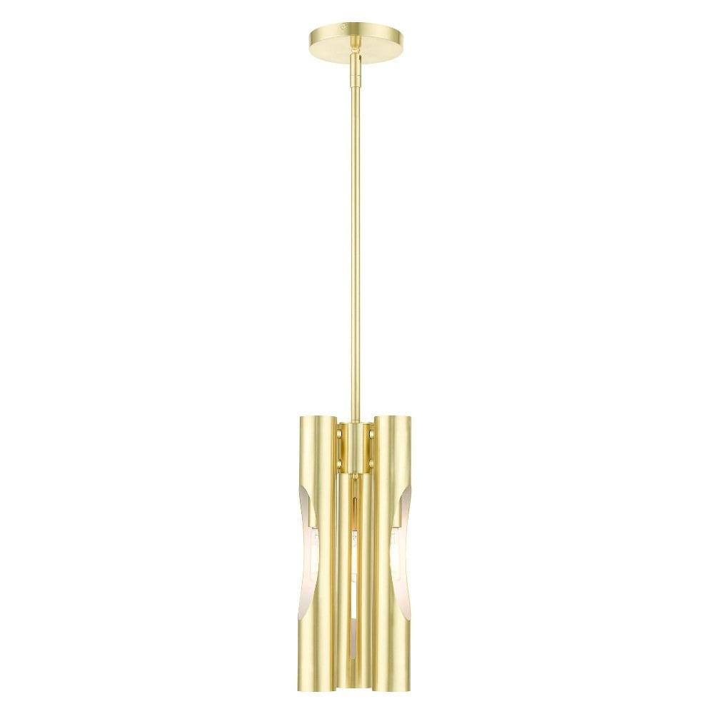 Acra Satin Brass 3-Light Pendant Chandelier with Hand-Welded Shade