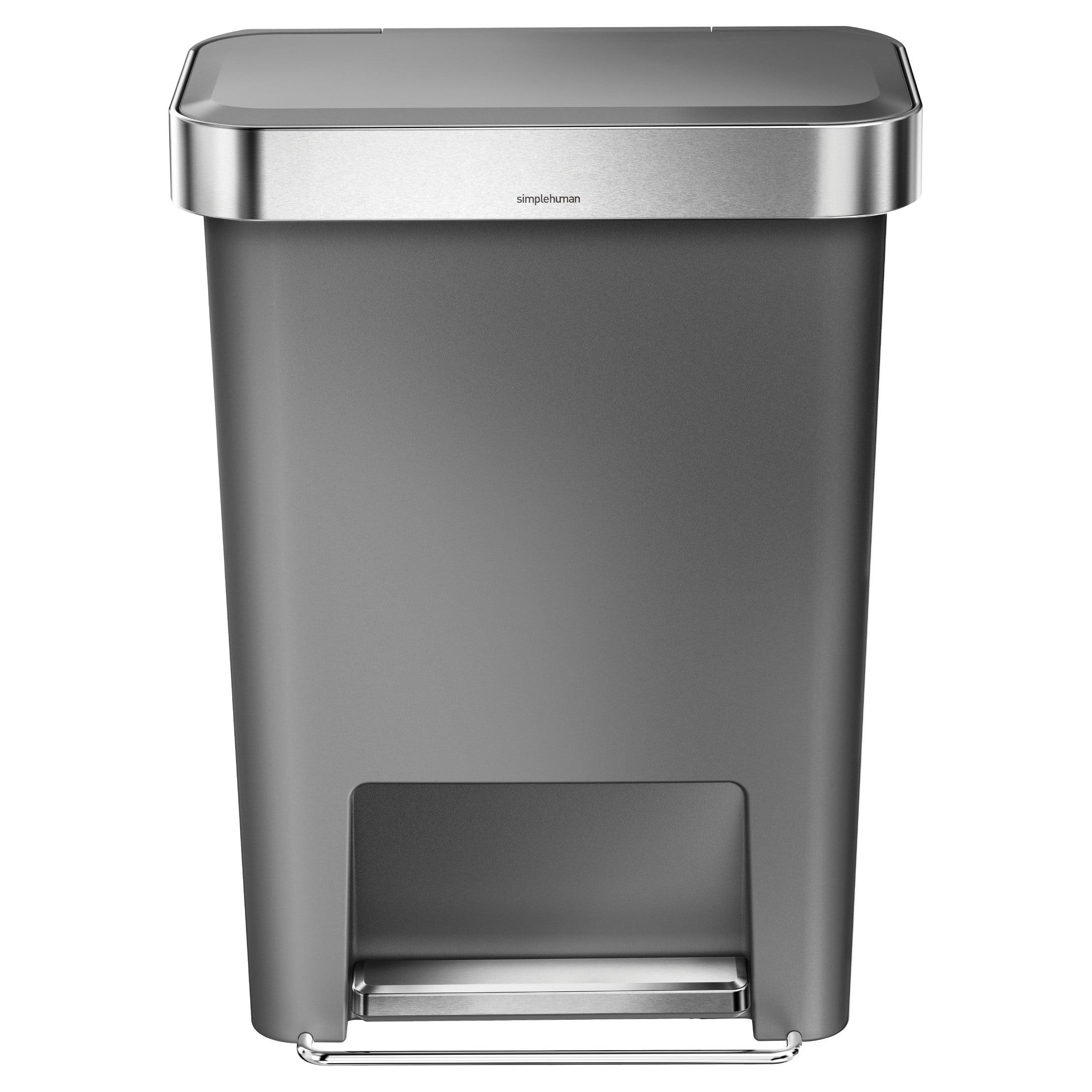 Simplehuman 45 Liter / 12 Gallon Rectangular Kitchen Step Trash Can with Soft-Close Lid, Plastic