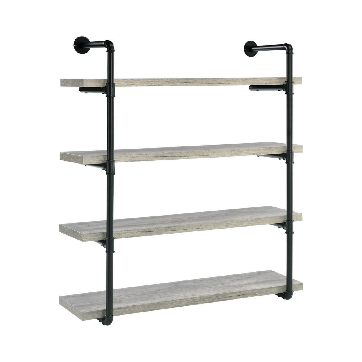 Elegant 46" Dual-Tone Metal and Wood 4-Tier Wall Shelf