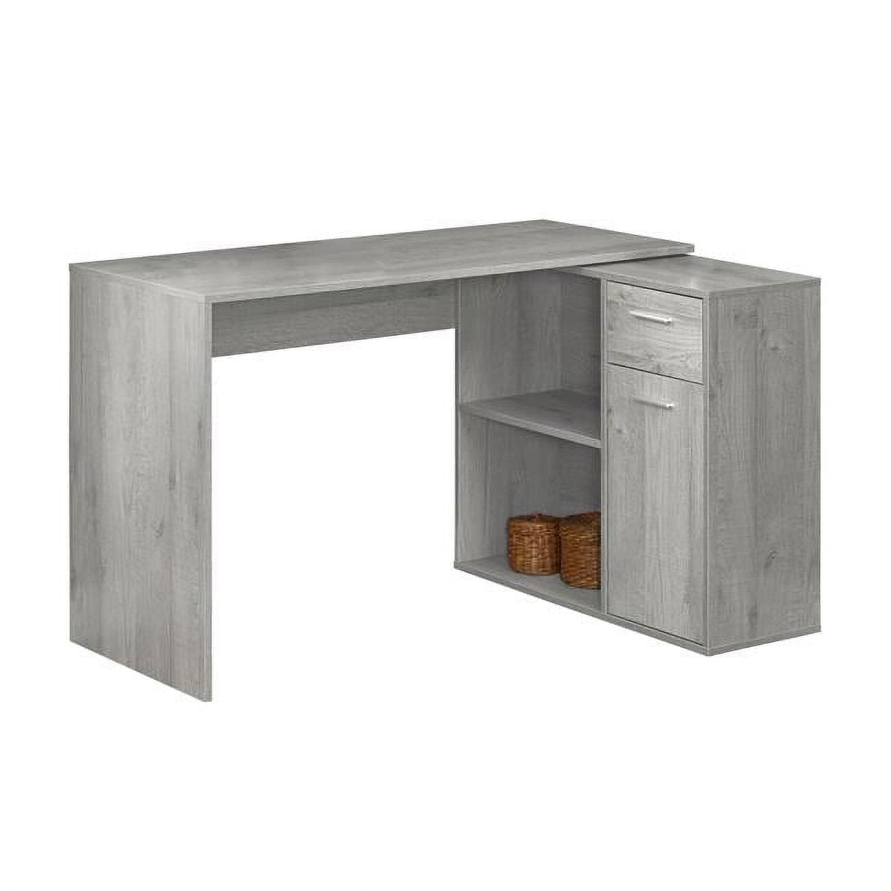 Gray L-Shaped Corner Computer Desk with Drawer and Filing Cabinet