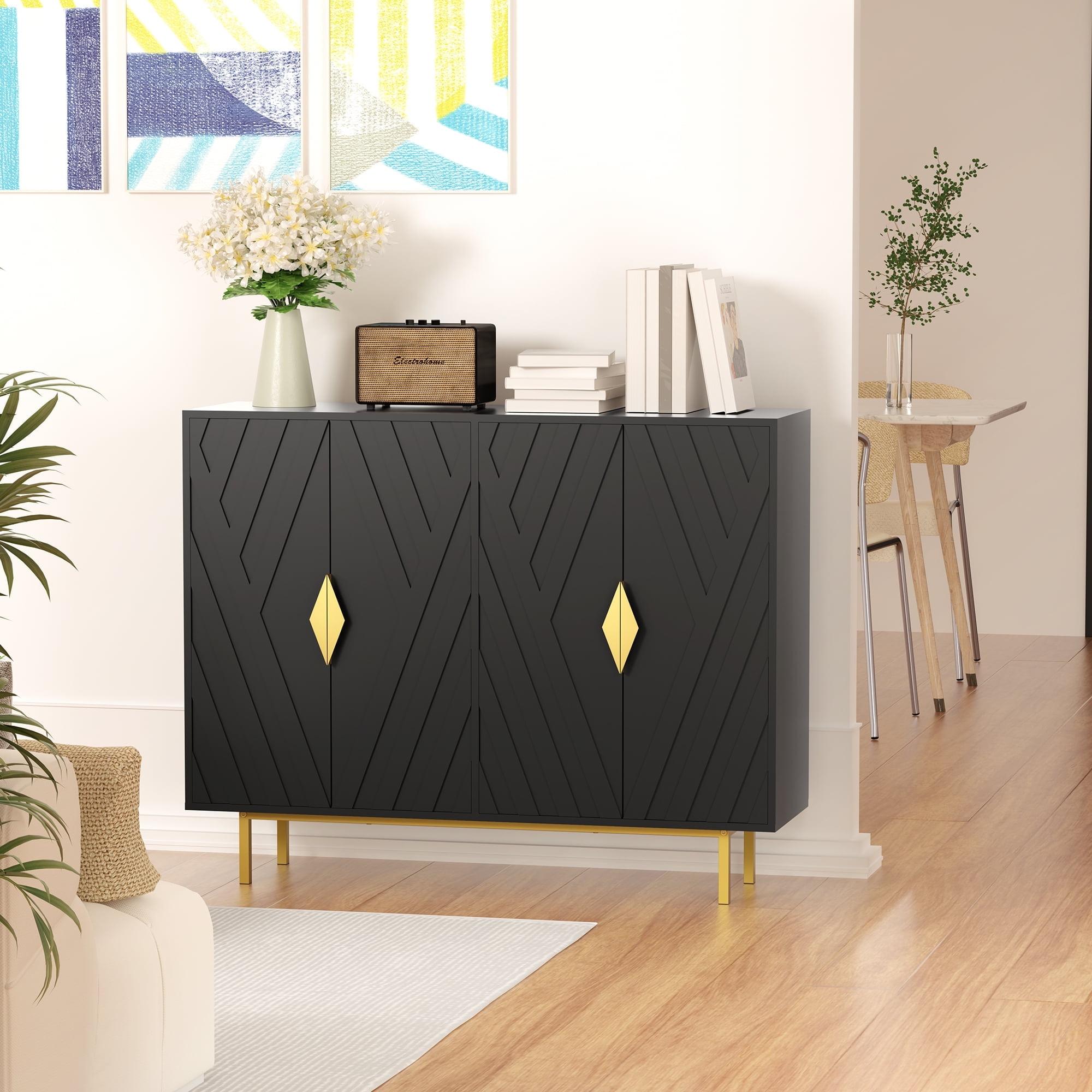 Mercer41 47.2" Accent Cabinet With 3D Geometric Doors