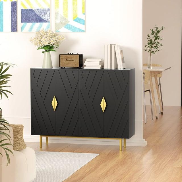 Mercer41 47.2" Accent Cabinet With 3D Geometric Doors