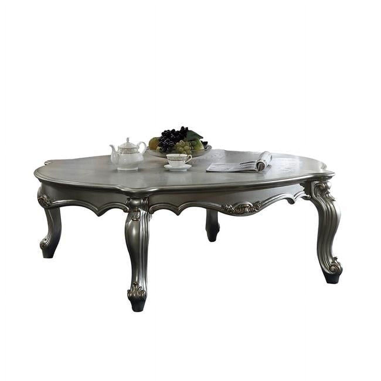 47 Antique Platinum Wood Poly Resin Coffee Table