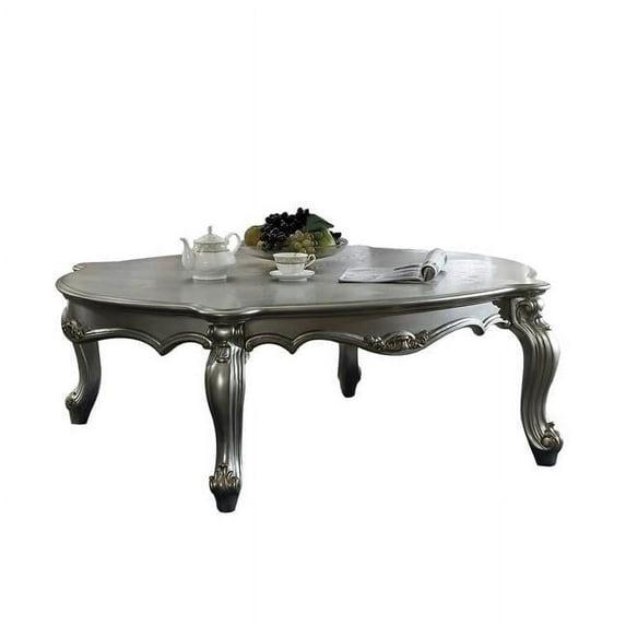 47 Antique Platinum Wood Poly Resin Coffee Table