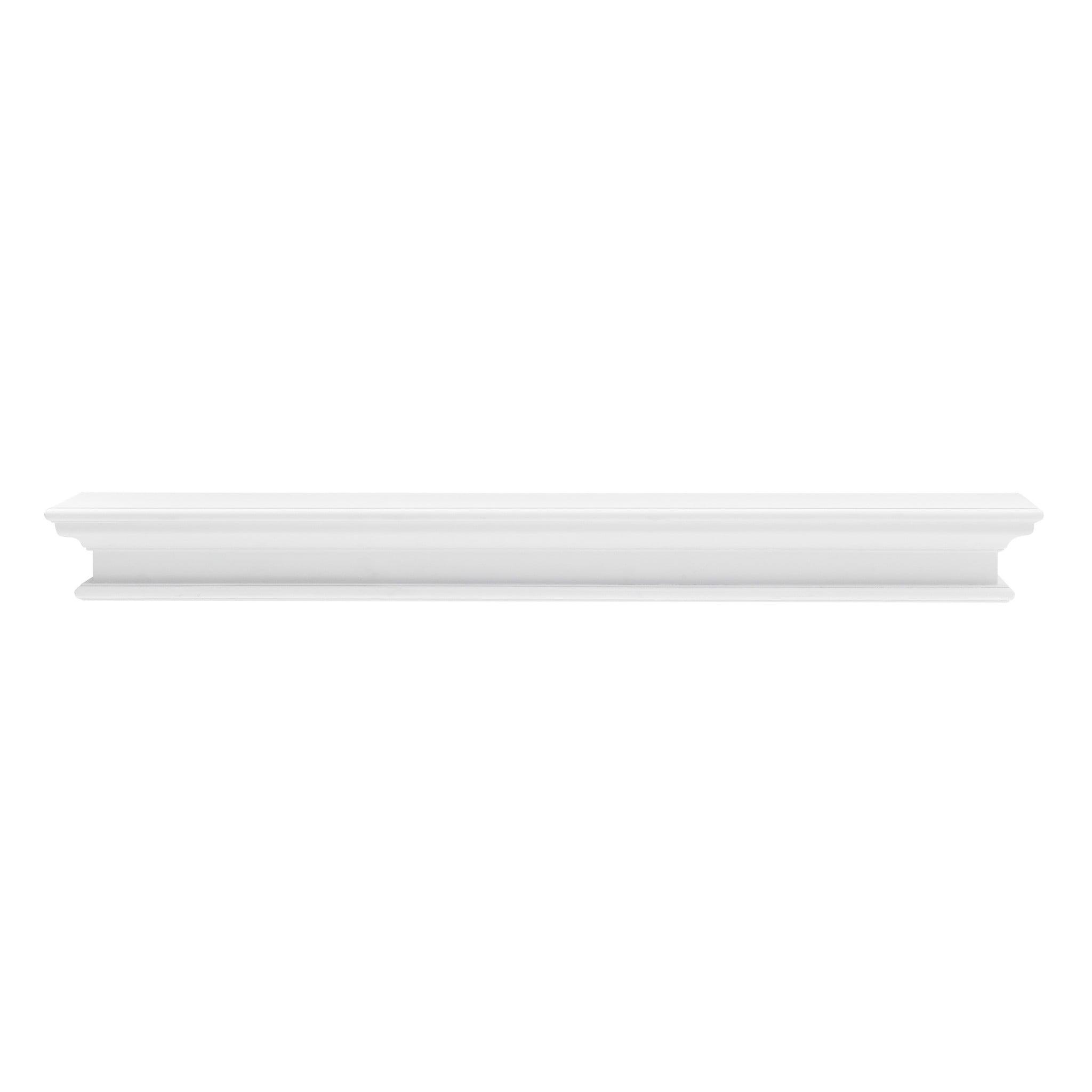 47" Classic White Mahogany Floating Wall Shelf with Crown Molding
