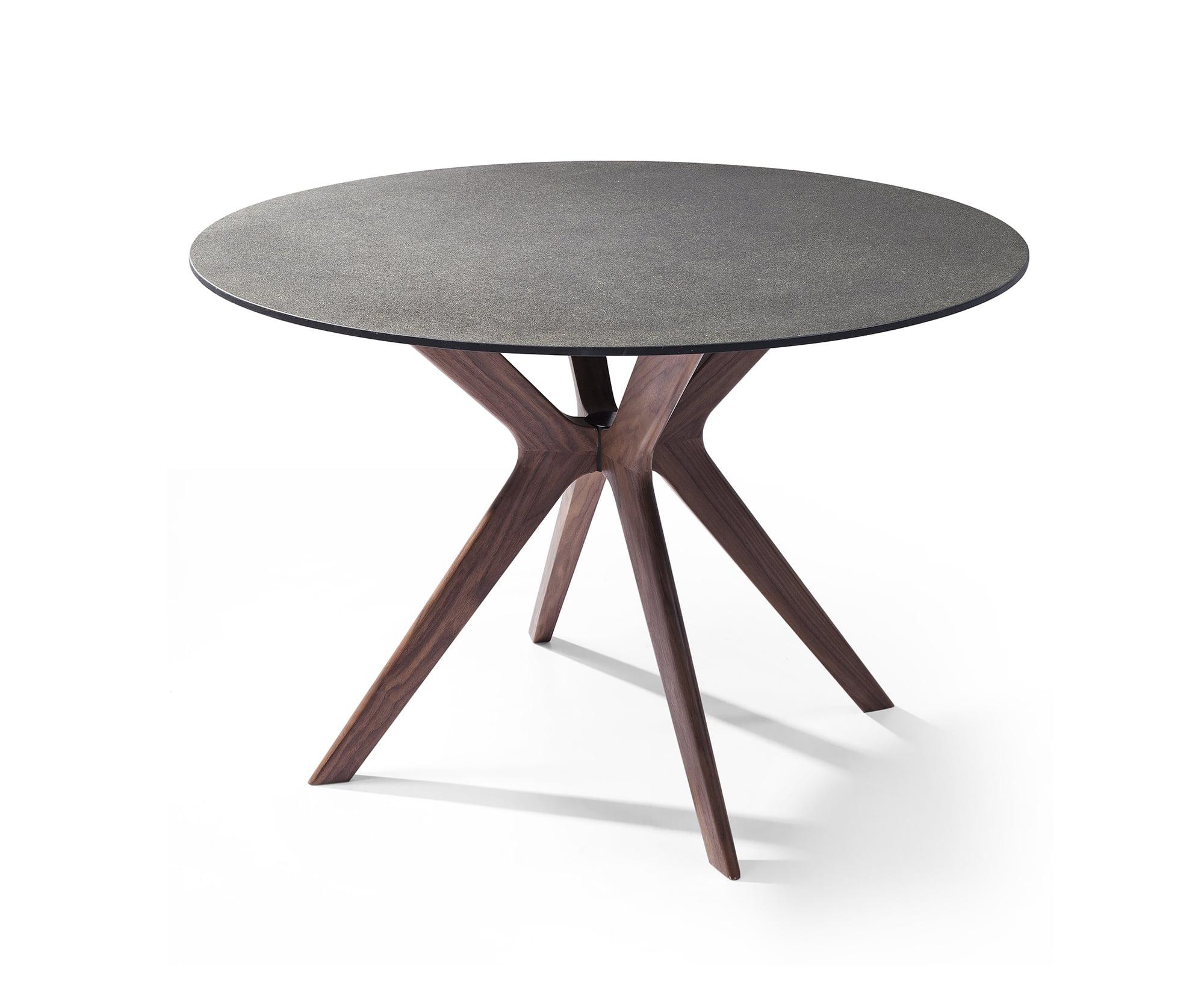 Contemporary 47" Walnut Veneer and Glass Round Dining Table