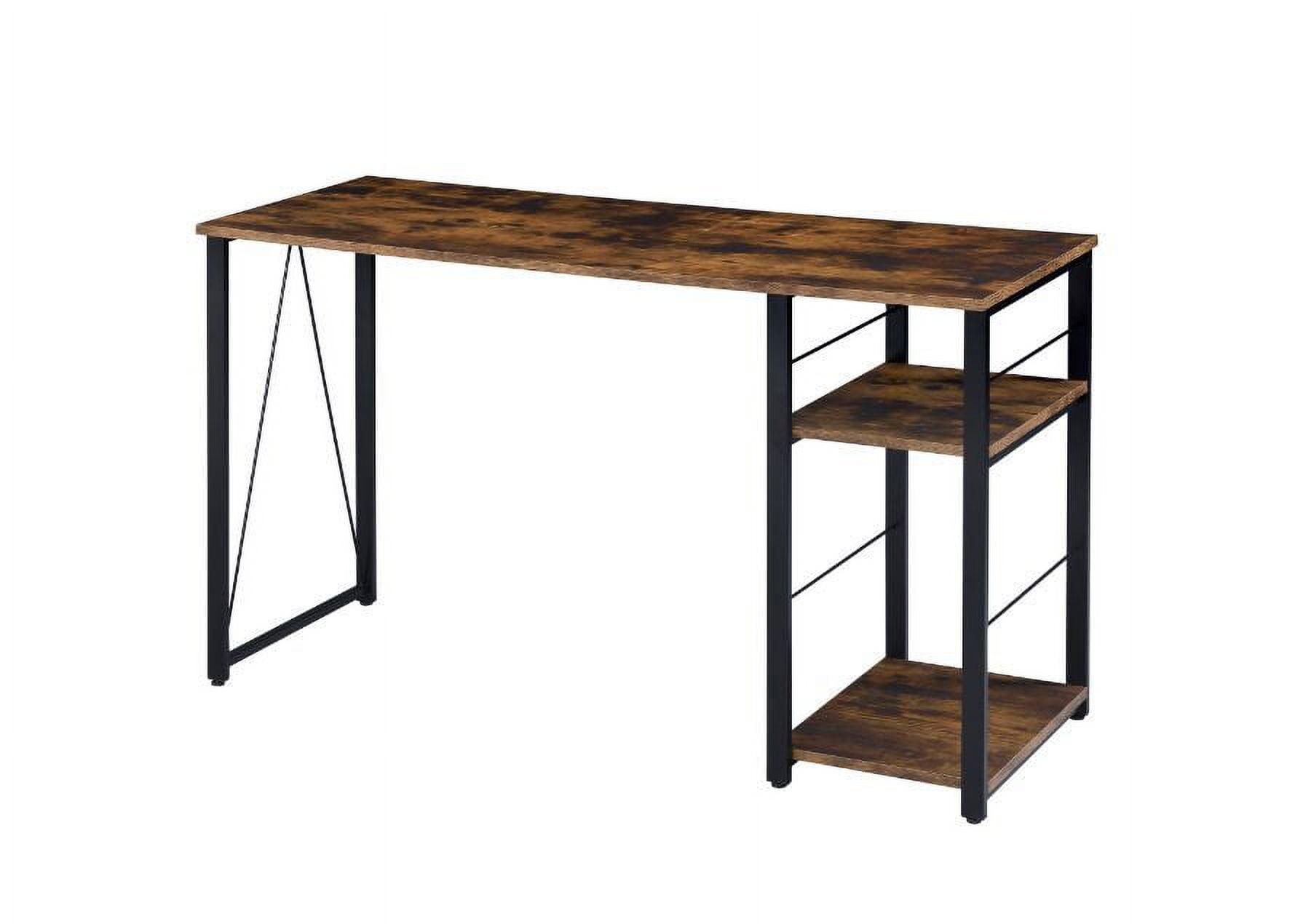 Vadna Weathered Oak & Black Industrial Writing Desk with Shelves