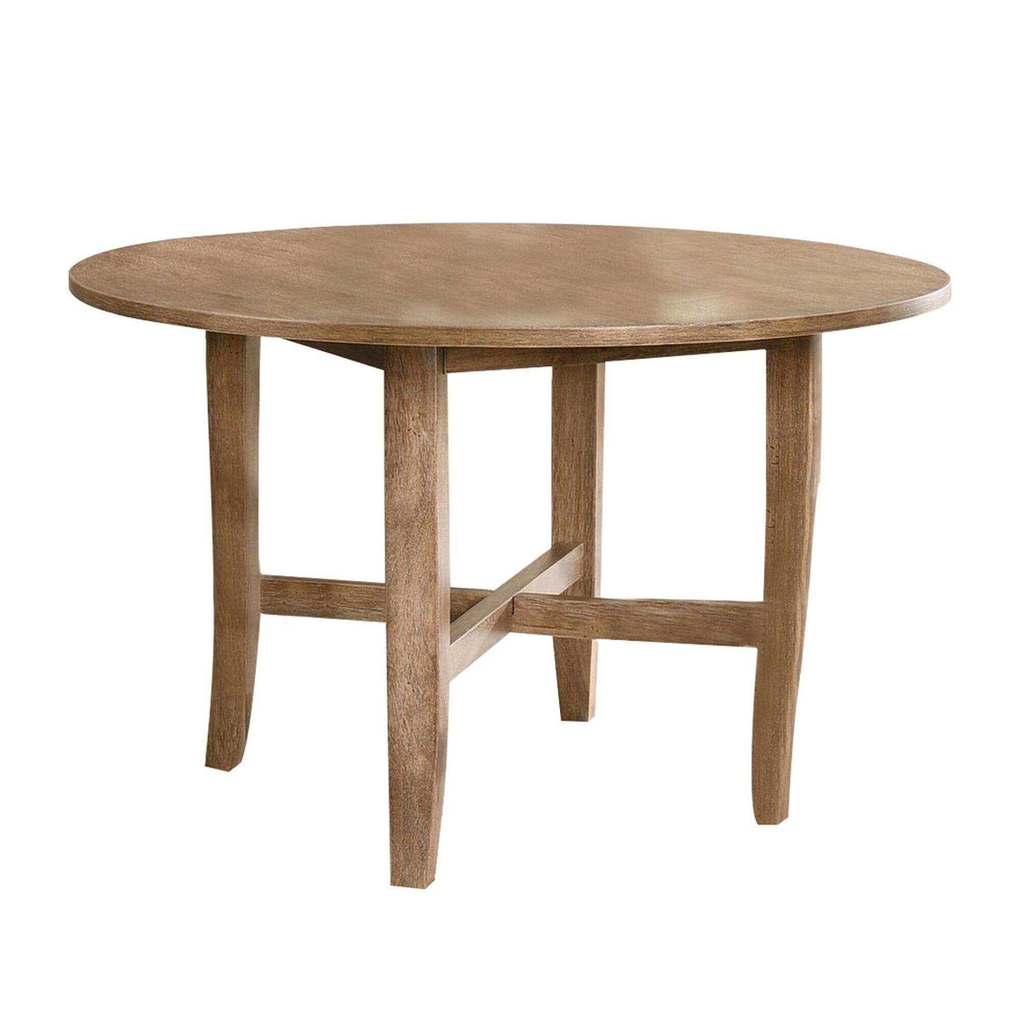 Rustic Oak Brown 47" Round Reclaimed Wood Farmhouse Dining Table