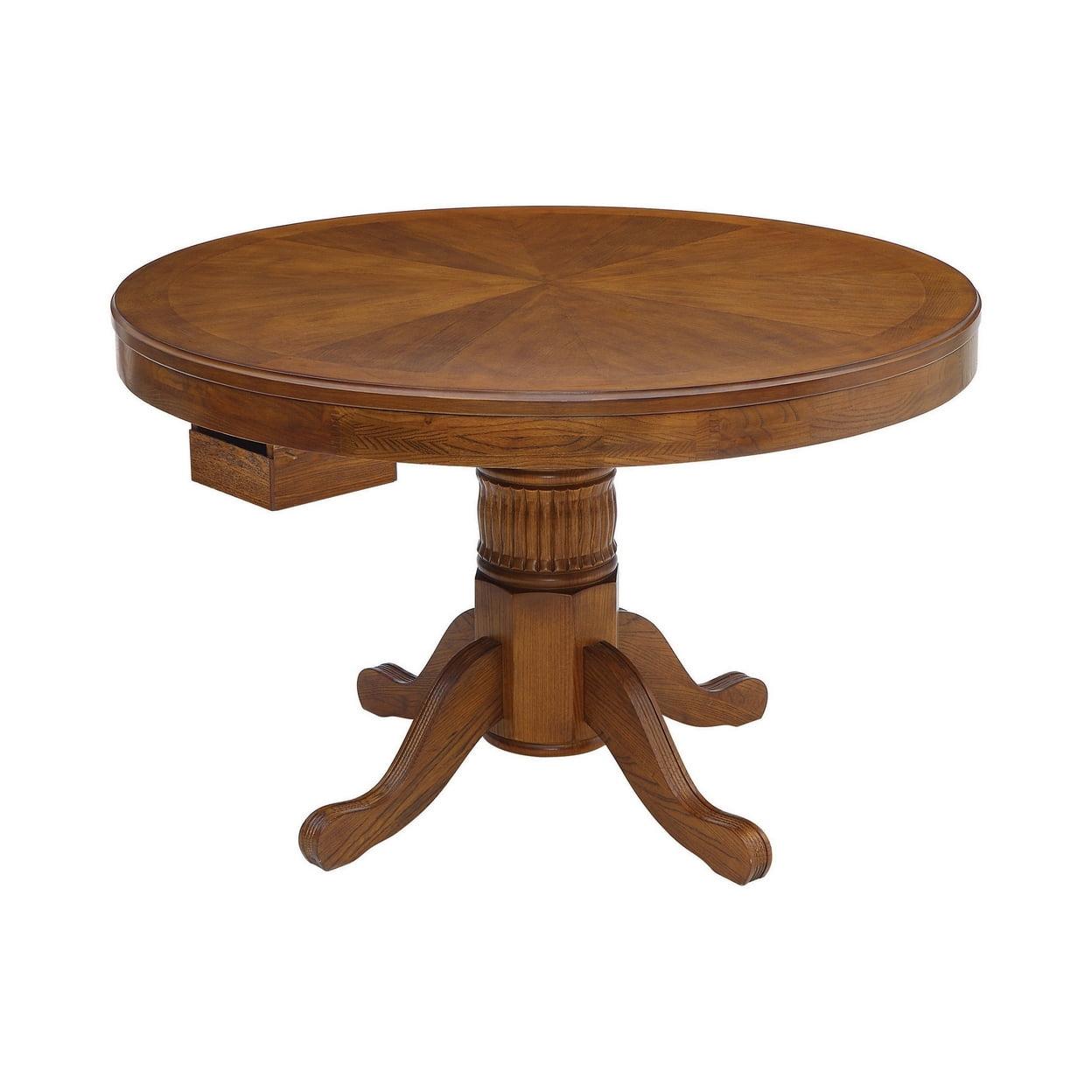 47 Inch Round Oak Brown Poker and Dining Table