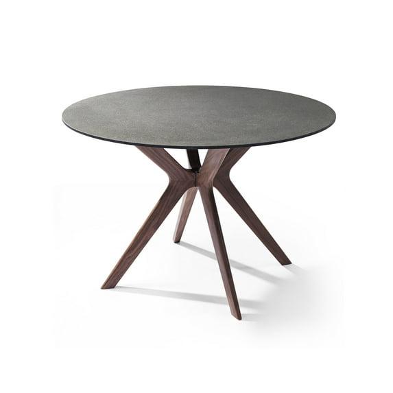 47" X 47" X 30" Walnut Veneer Solid Wood Extendable Dining Table