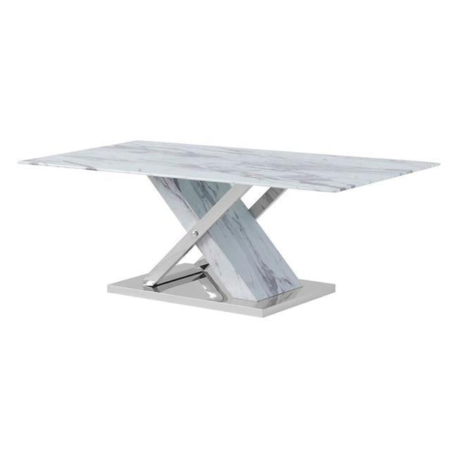 Elegant Carrara Marble-Inspired Glass Lift-Top Coffee Table with X-Base