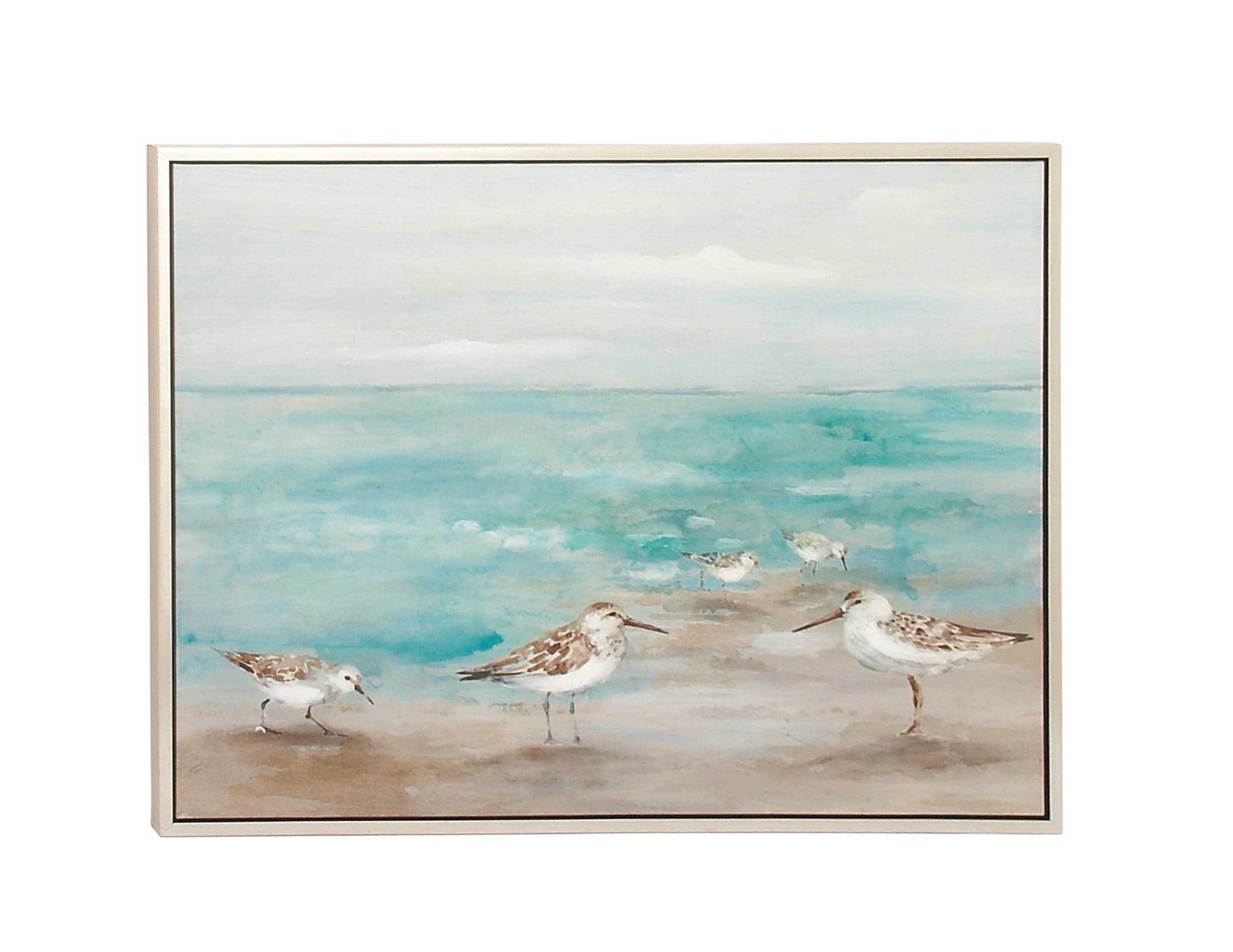 Canvas Bird Framed Wall Art with Silver Frame White - Olivia & May