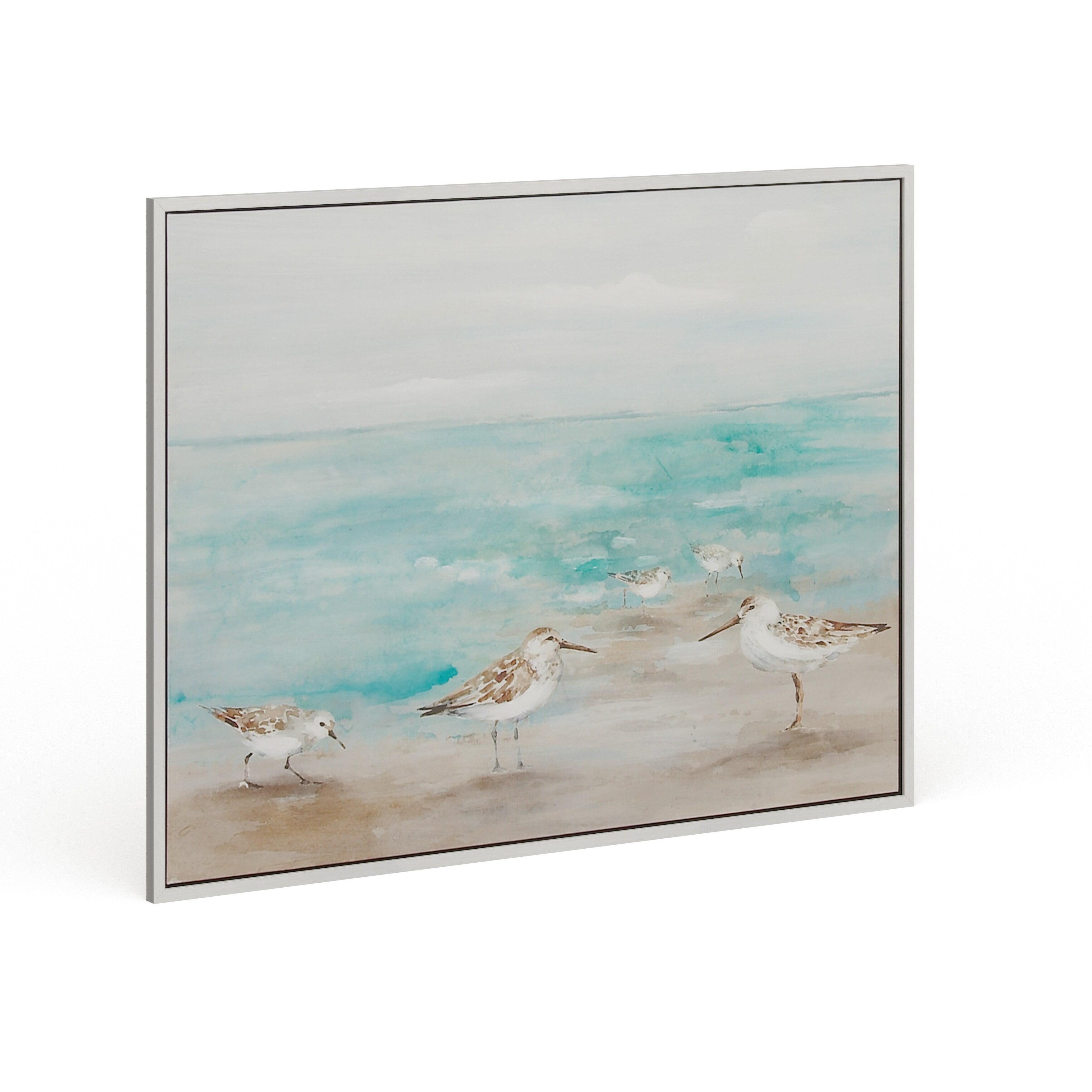 Canvas Bird Framed Wall Art with Silver Frame White - Olivia & May