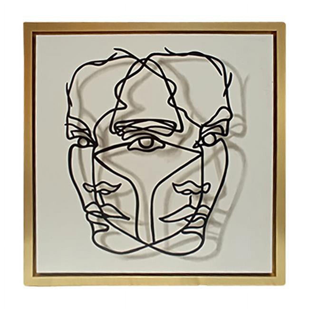 47" x 47" Gold Framed Hand-Painted Face Illusion Wall Art