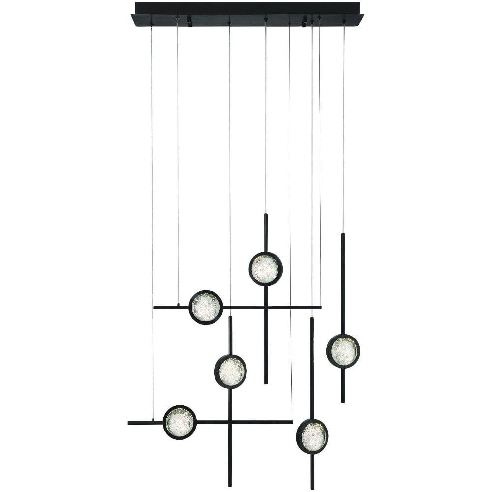 Barletta Black 6-Light LED Chandelier with Clear Glass Shades