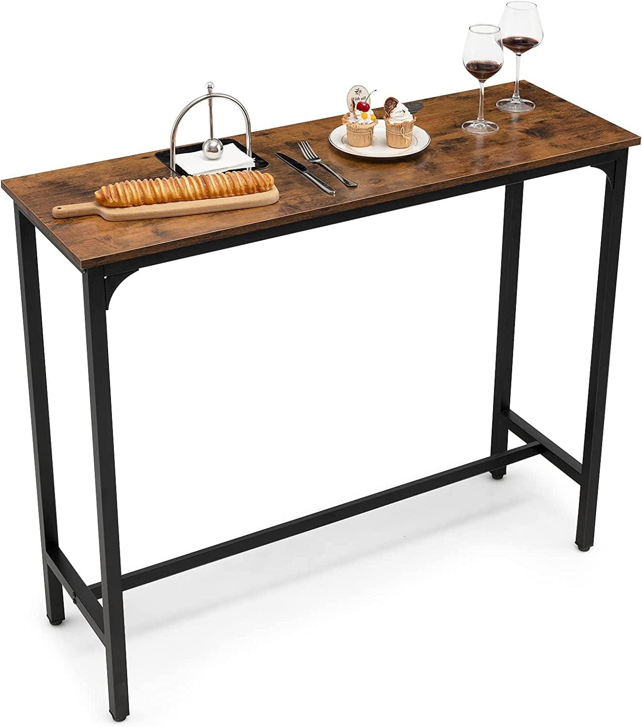 Tangkula 48" Rectangular Bar Table Kitchen Dining Table w/ Steel Frame & Adjustable Feet