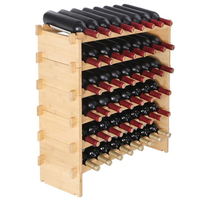 Natural Bamboo 48-Bottle Stackable 6-Tier Wine Rack