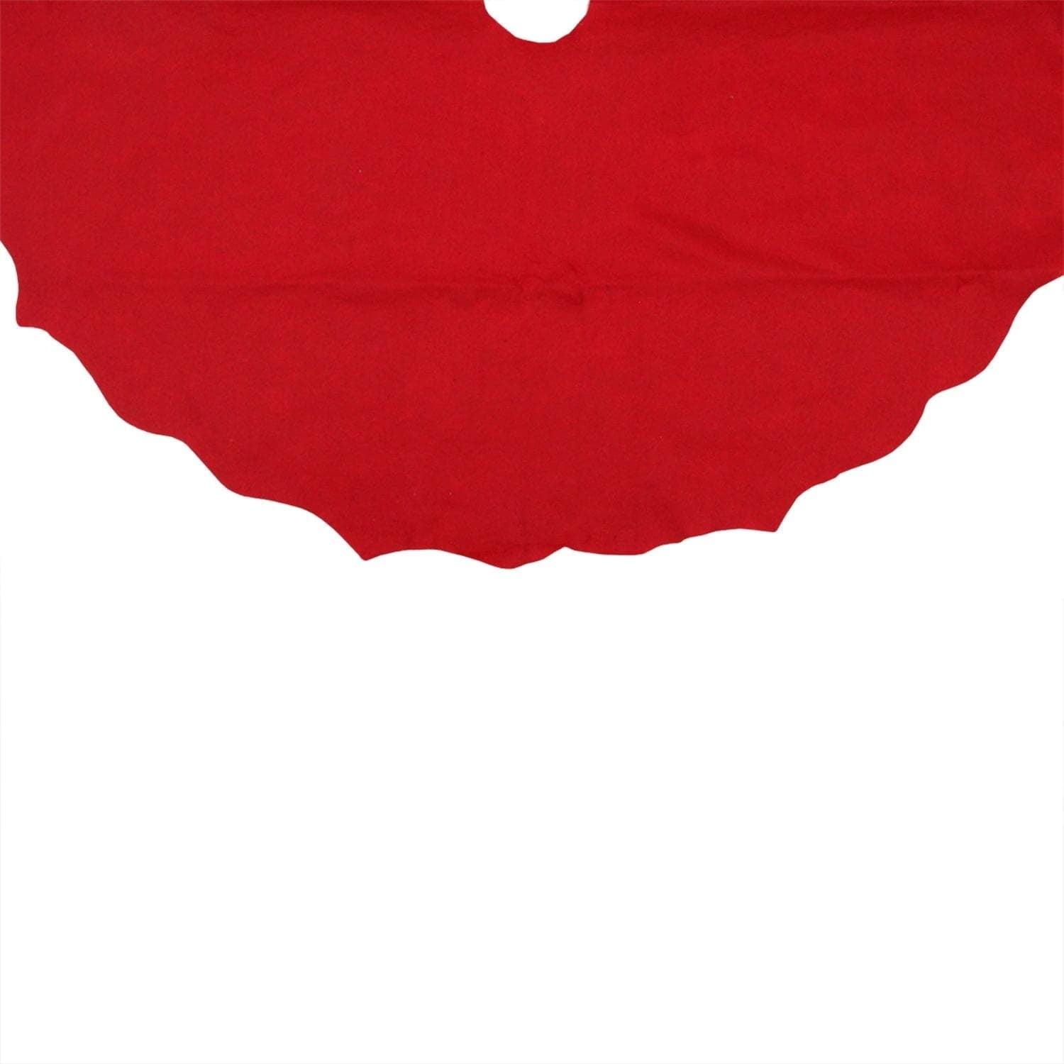 48" Red Felt Scalloped Edge Christmas Tree Skirt