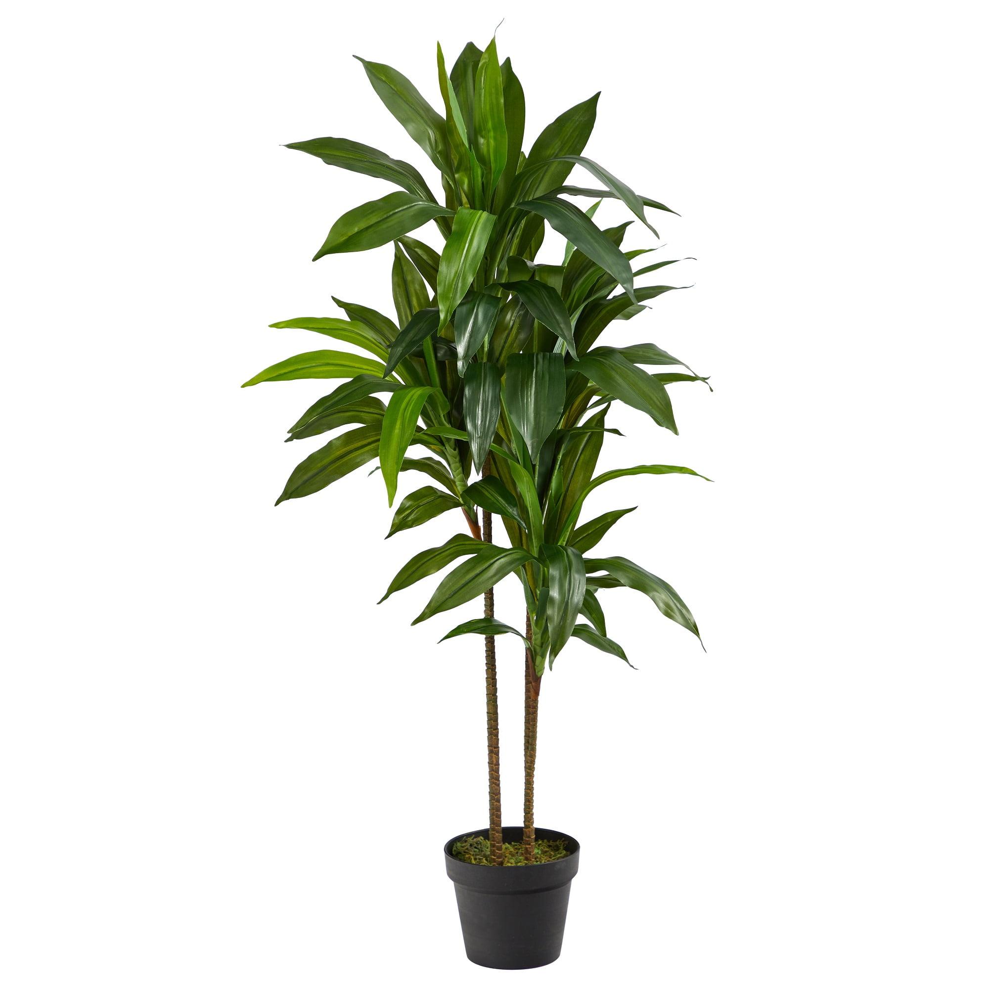 3.5ft Artificial Dracaena Silk Plant in Pot - Nearly Natural: Faux Floor Plant for Indoor Decor, Polyester & Plastic