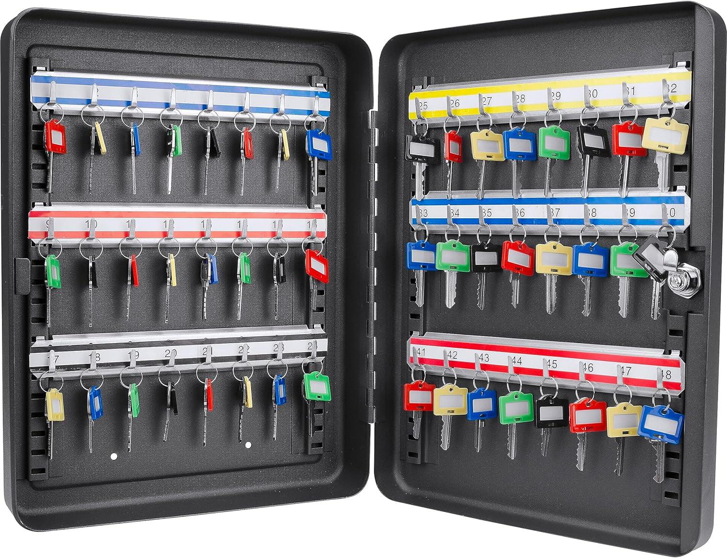 Barska Adjustable Key Cabinet Lock Box with Colorful Key Tag Labels - 48 Position - Key Lock