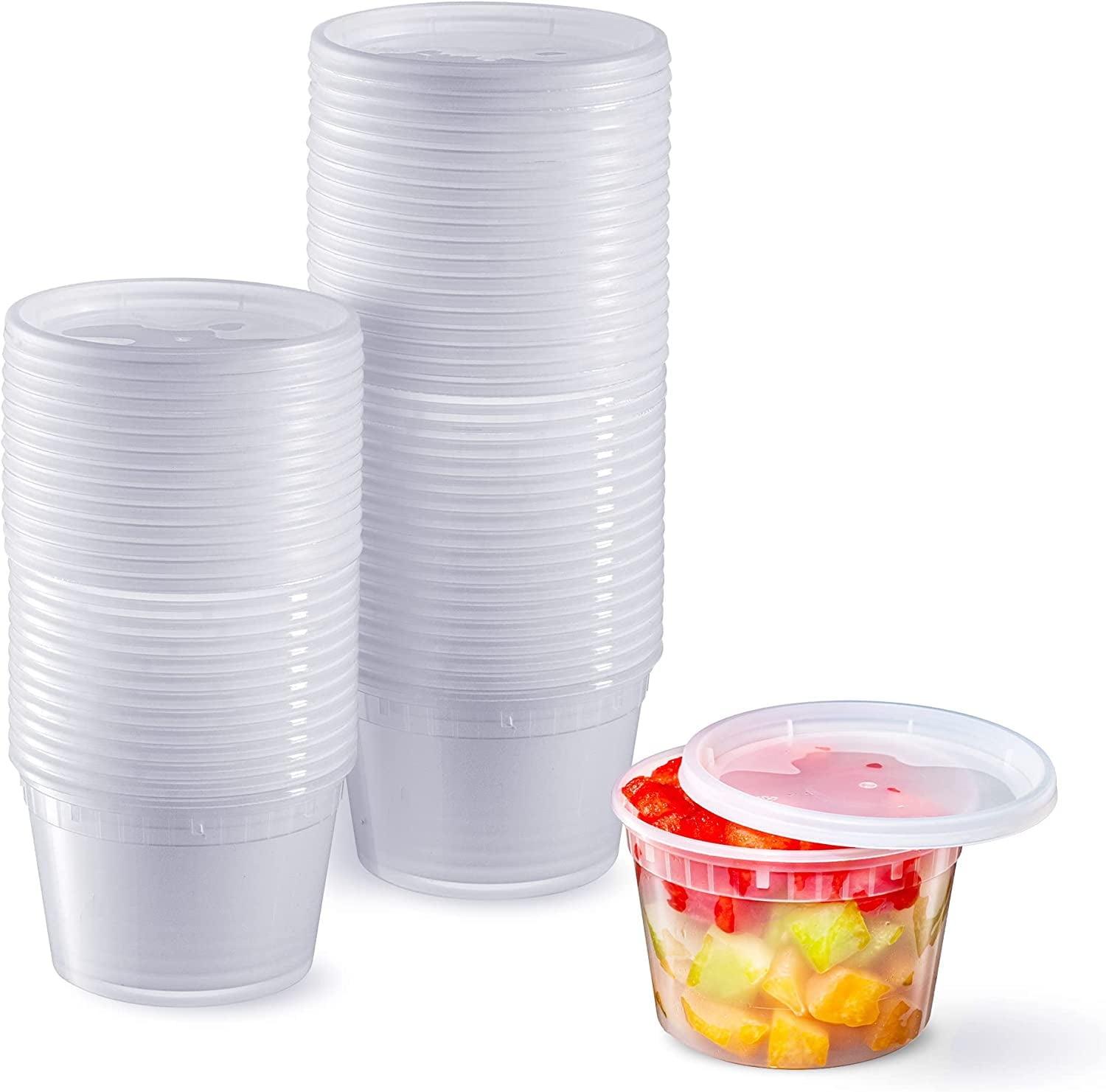 48 Sets - 16 oz. Plastic Deli Food Storage Containers with Airtight Lids