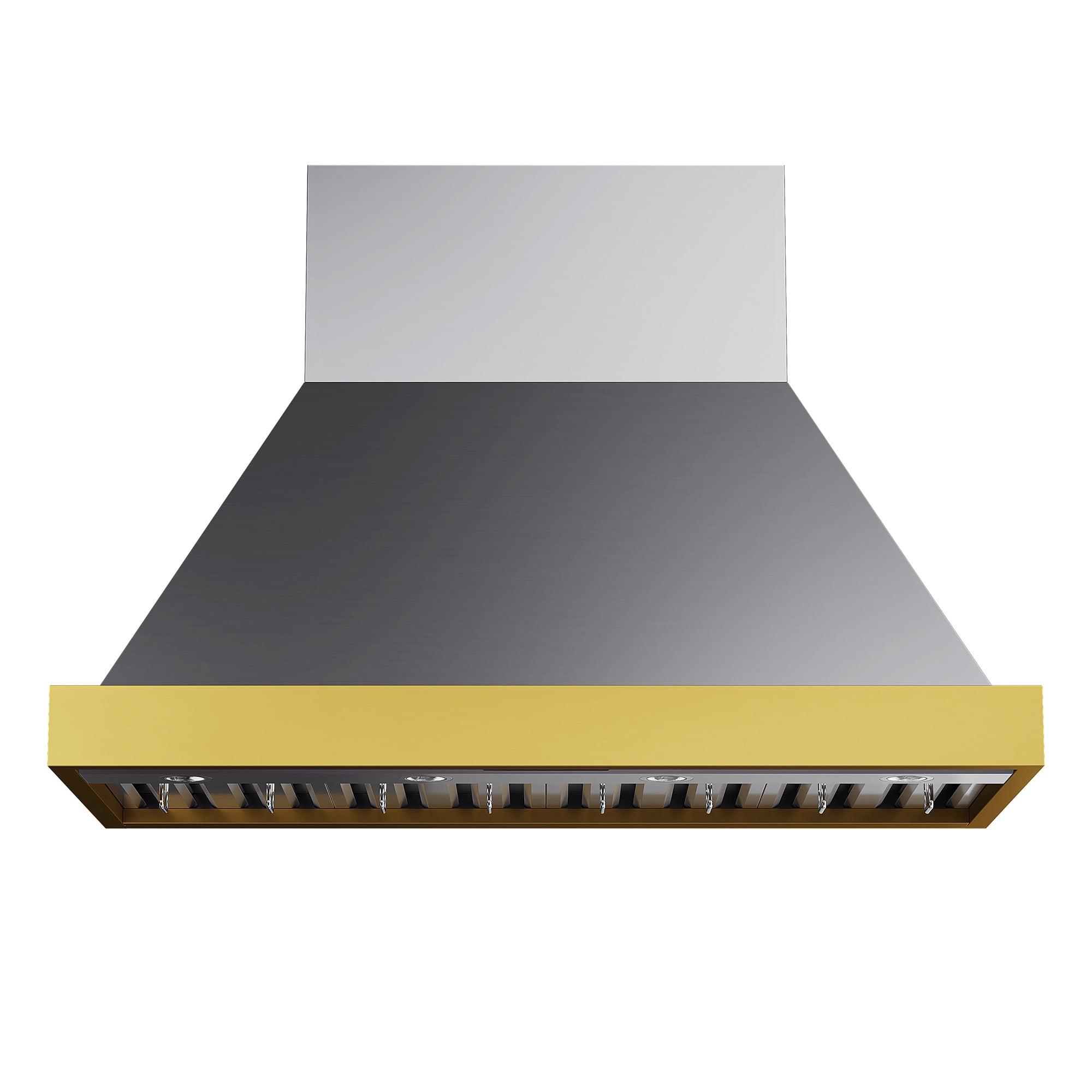 Kucht 48 in. 800 CFM Wall Mounted Range Hood with Gold Accents