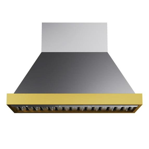 Kucht 48 in. 800 CFM Wall Mounted Range Hood with Gold Accents