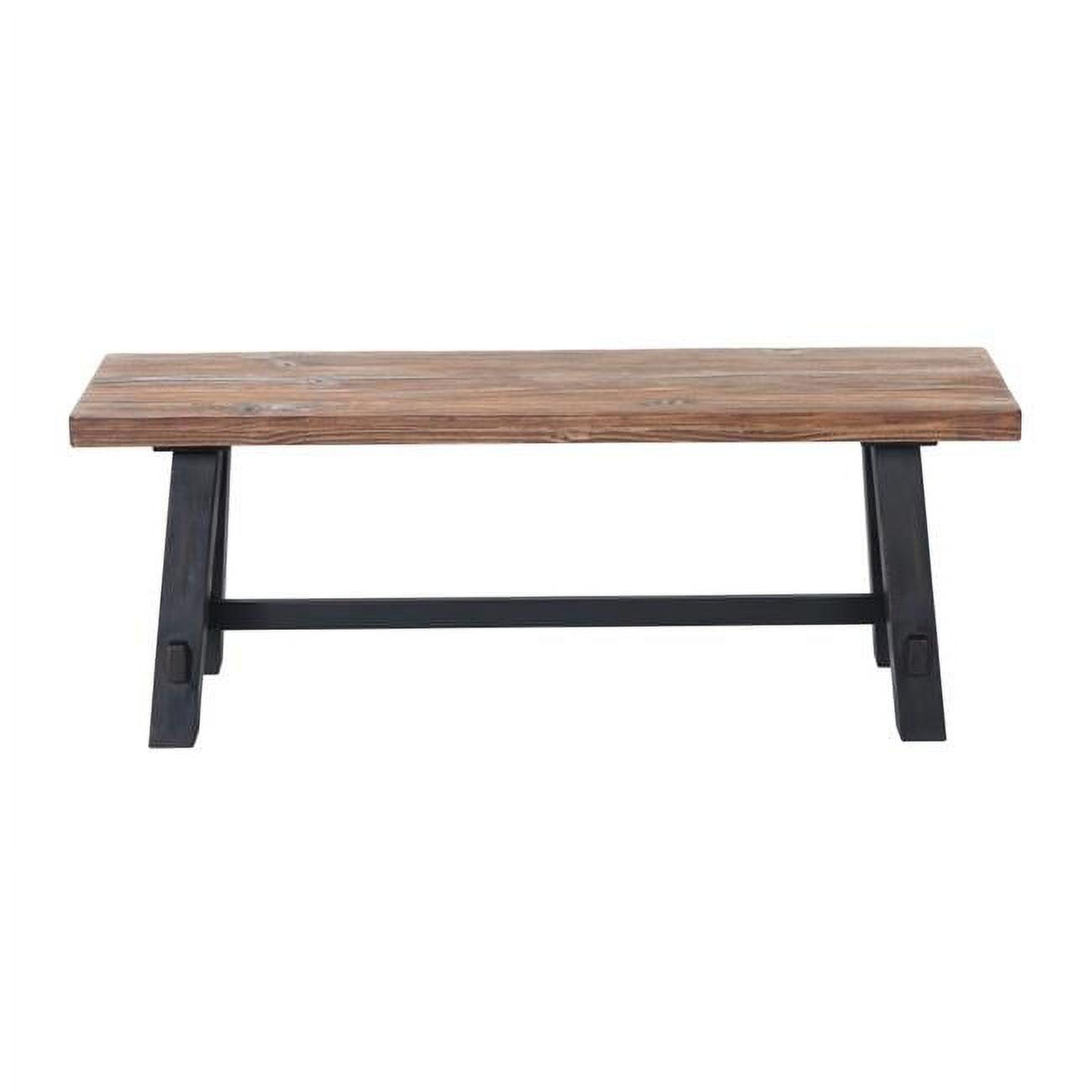 Adam 52" Black and Natural Solid Wood Storage Bench