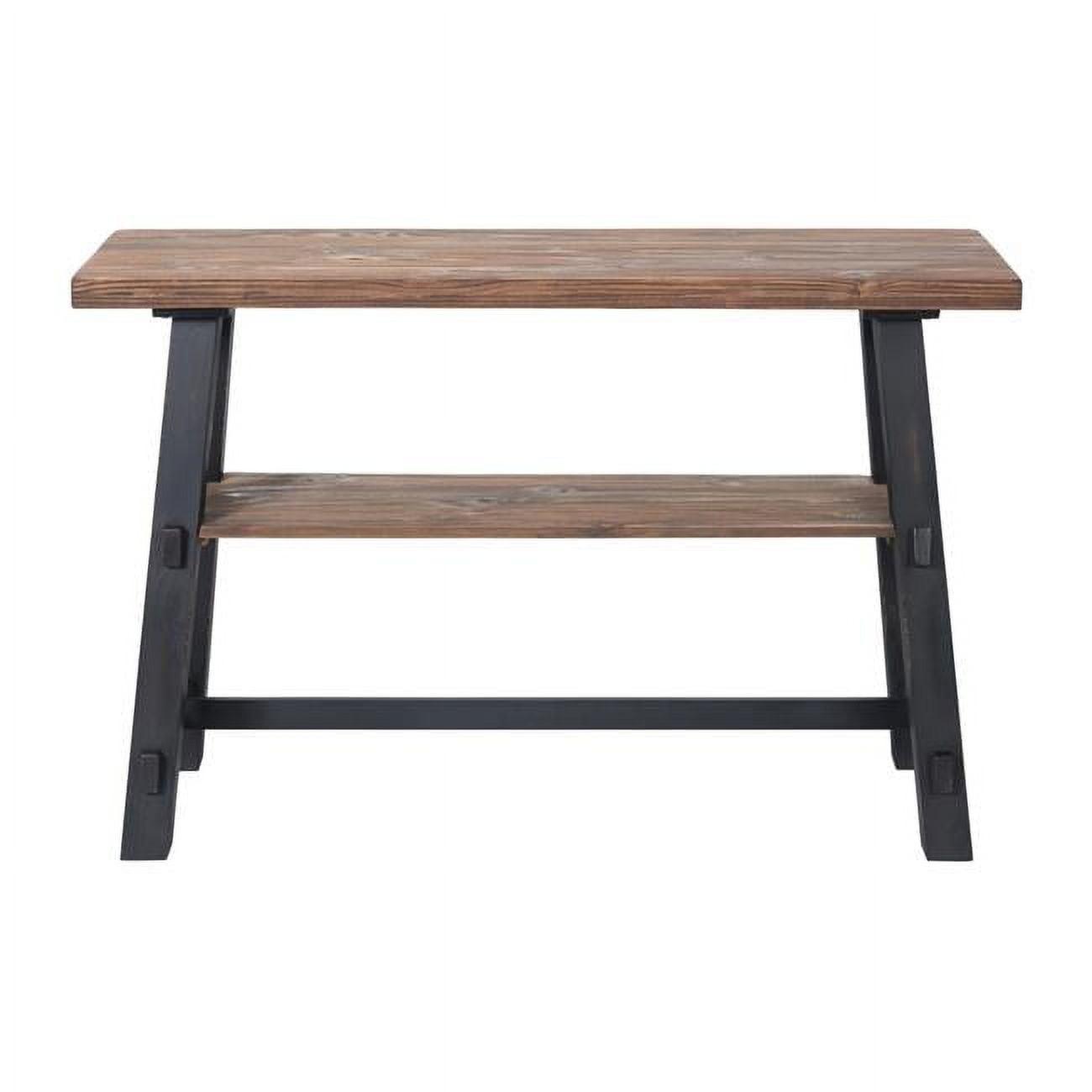 Adam 51'' Distressed Black Solid Wood Console Table with Shelf