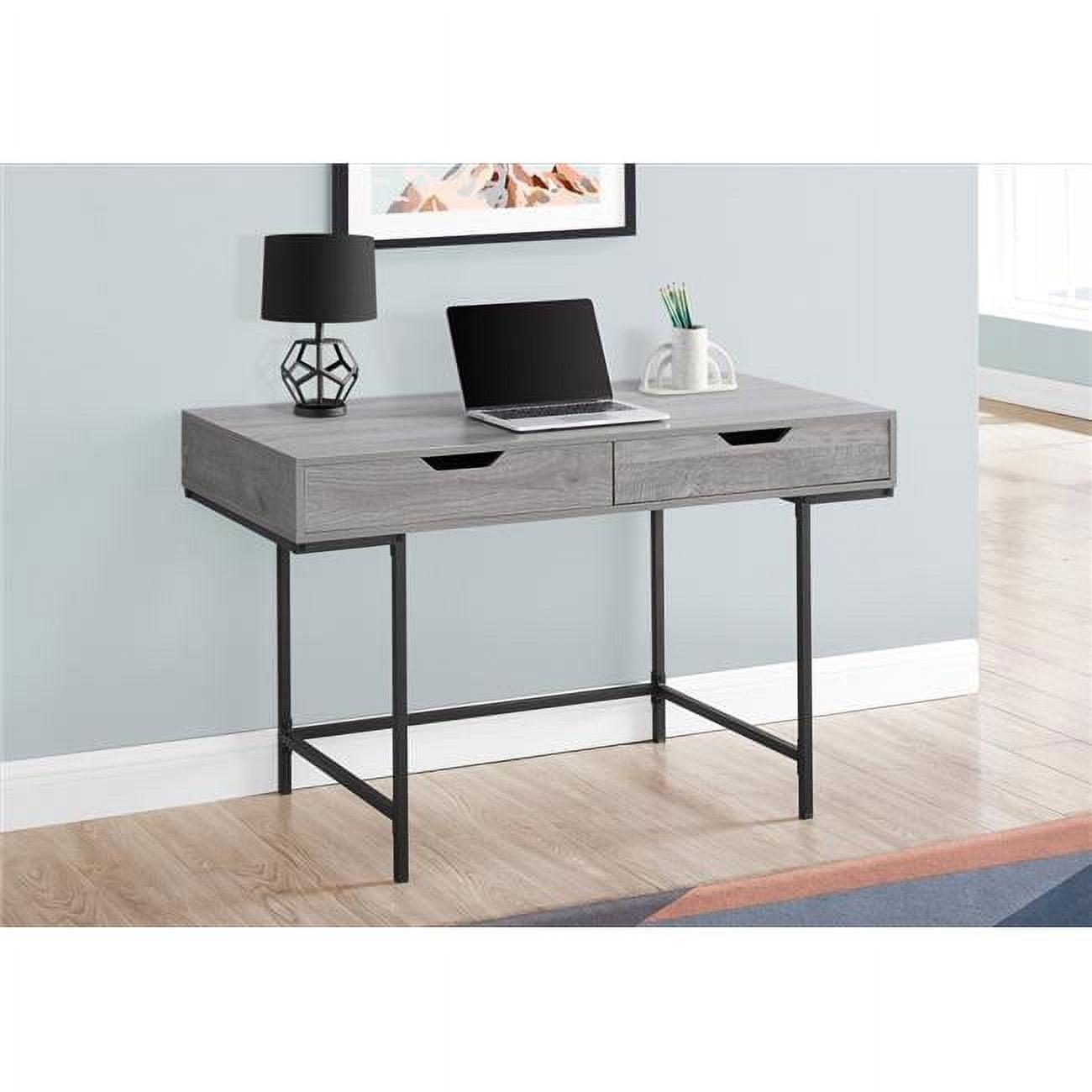 Contemporary Gray Wood-look Home Office Desk with Black Metal Legs