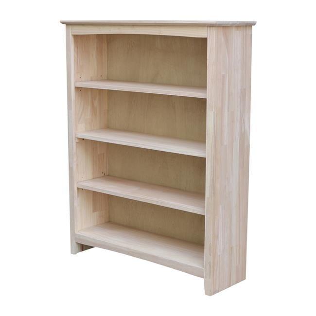 48" Shaker Bookshelf Unfinished - International Concepts: Solid Parawood, 4-Shelf Storage