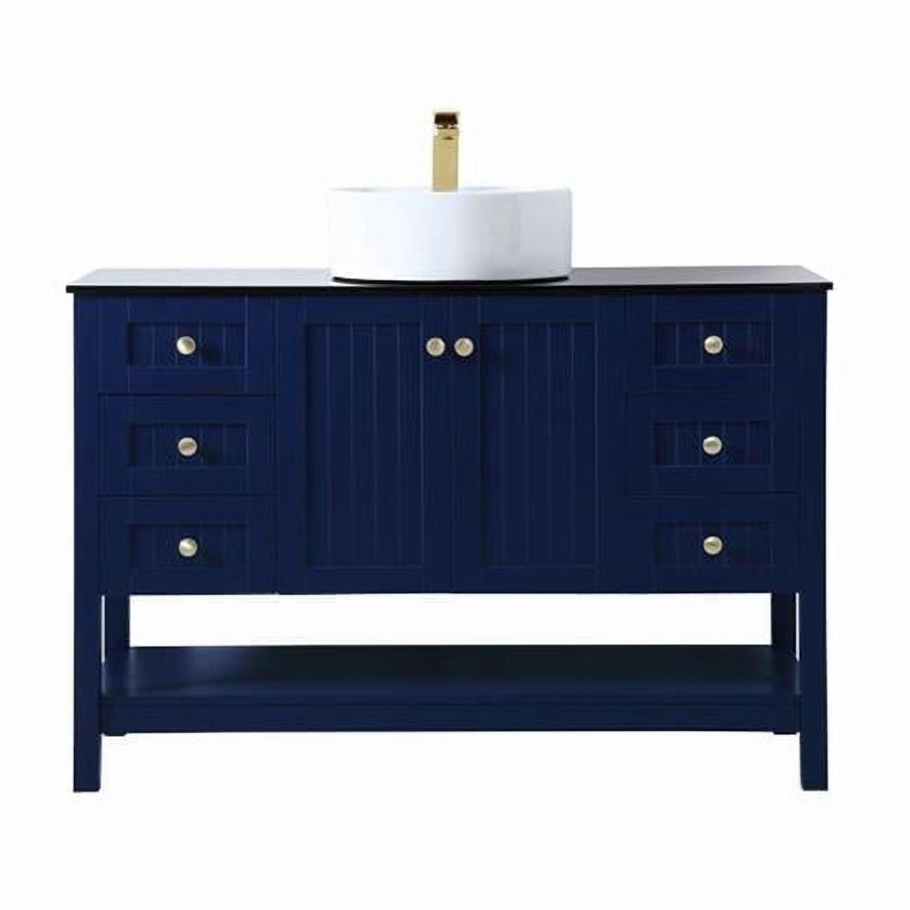 Decor Tocador de Baño con Fregadero de Madera y Acero MDF de 48" Elegante Ralph en Azul