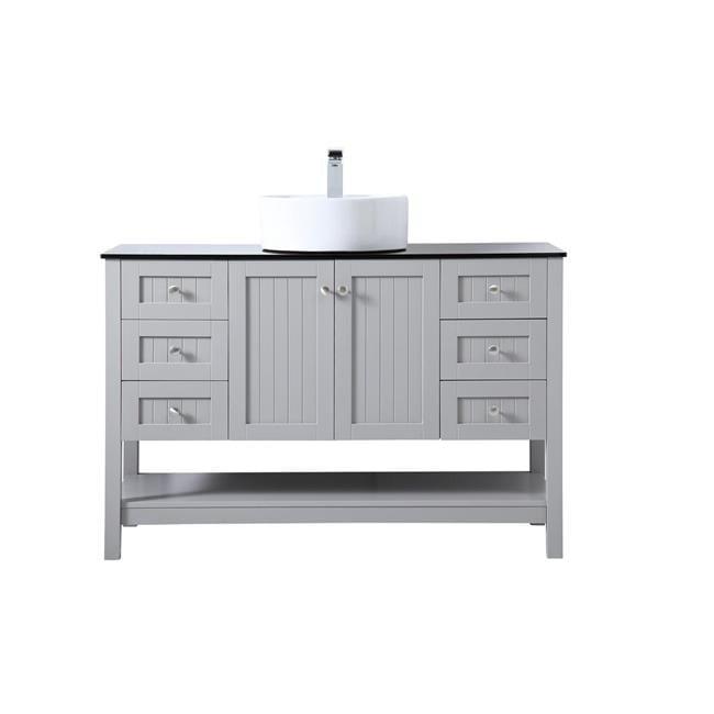 Elegant Decor Ralph 48" MDF Wood and Steel Vessel Sink Bathroom Vanity in Gray