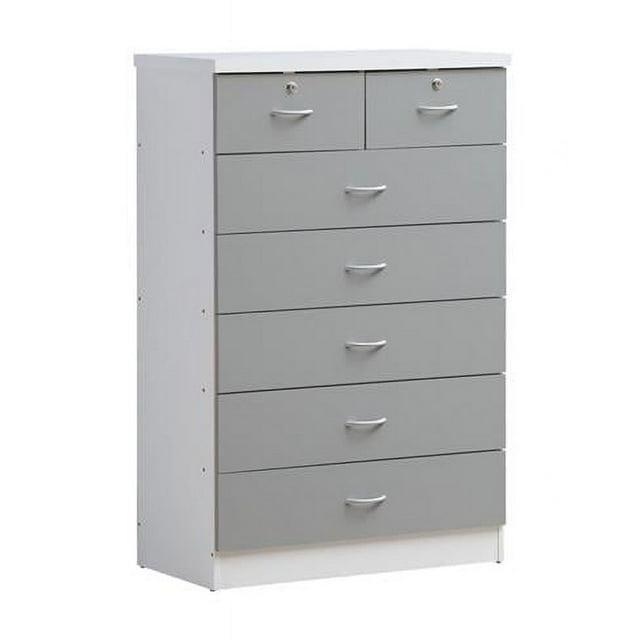 48 x 18 x 31.5 in. 7-Drawer Chest with Locks on 2-Top Drawers, Grey