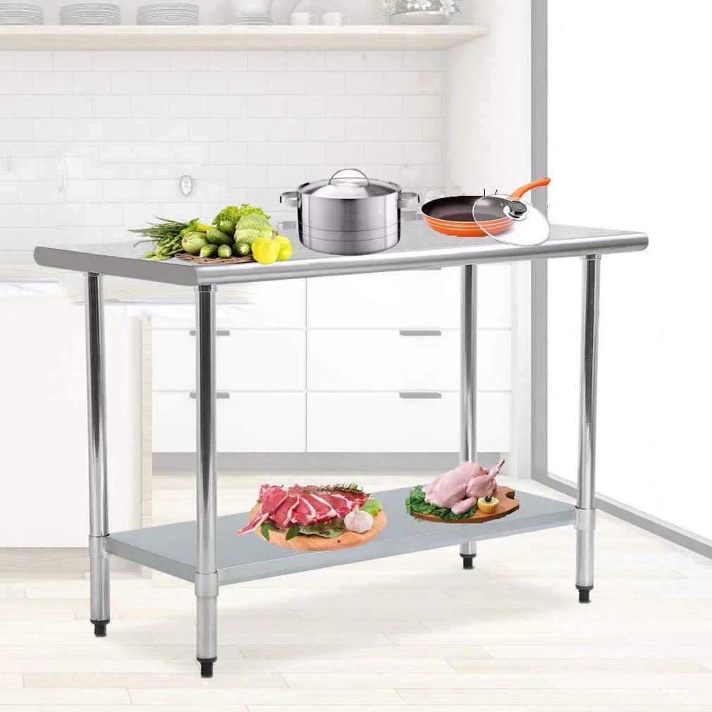 48" x 24" Stainless Steel Double Shelf Kitchen Work Table