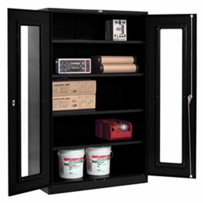 Black Lockable Storage Cabinet with Adjustable Shelving