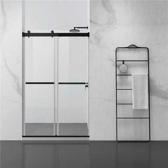 48 x 76 in. Spezia Double Sliding Frameless Shower Door, Matte Black