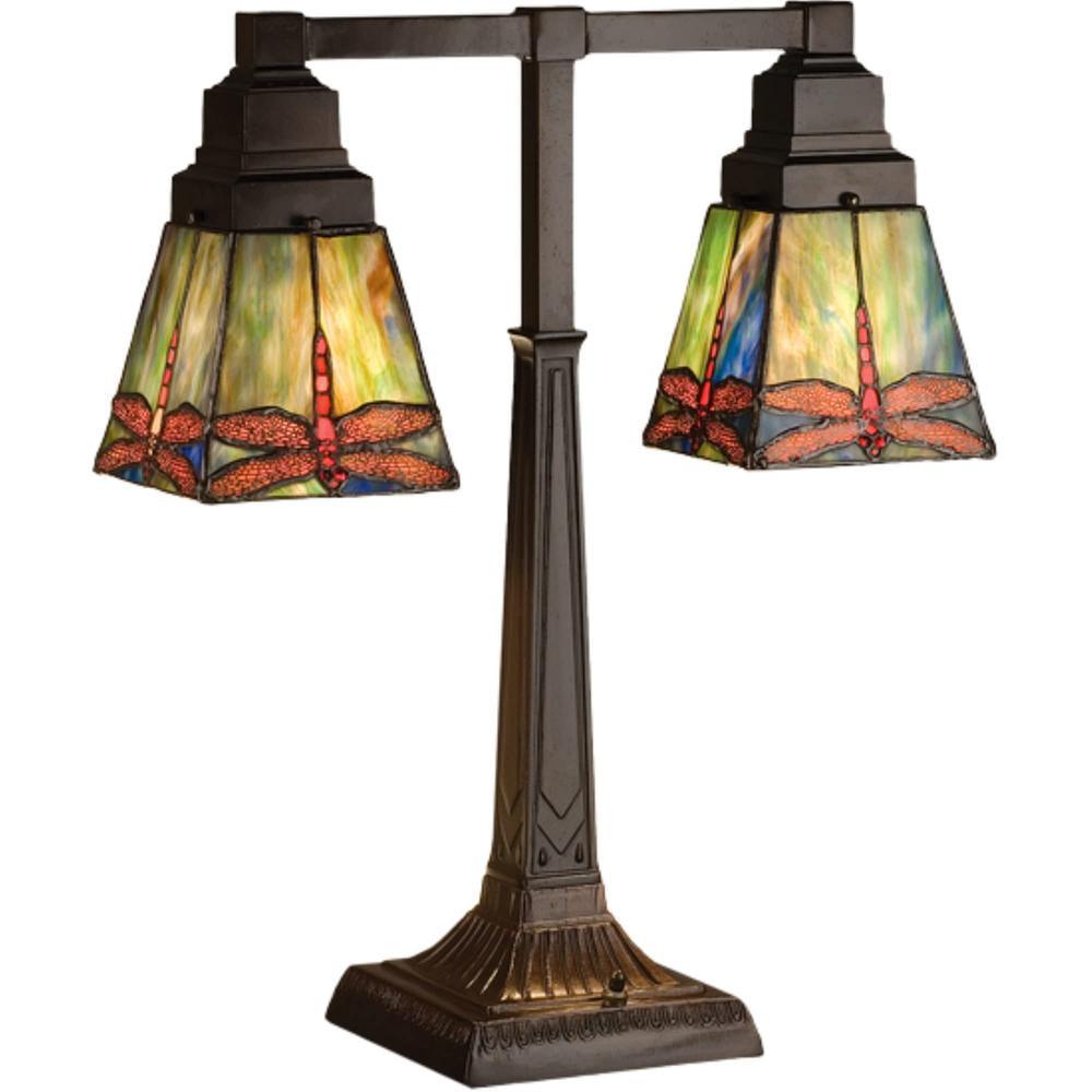 Prairie Dragonfly 19.5" Mahogany Bronze 2-Light Desk Lamp