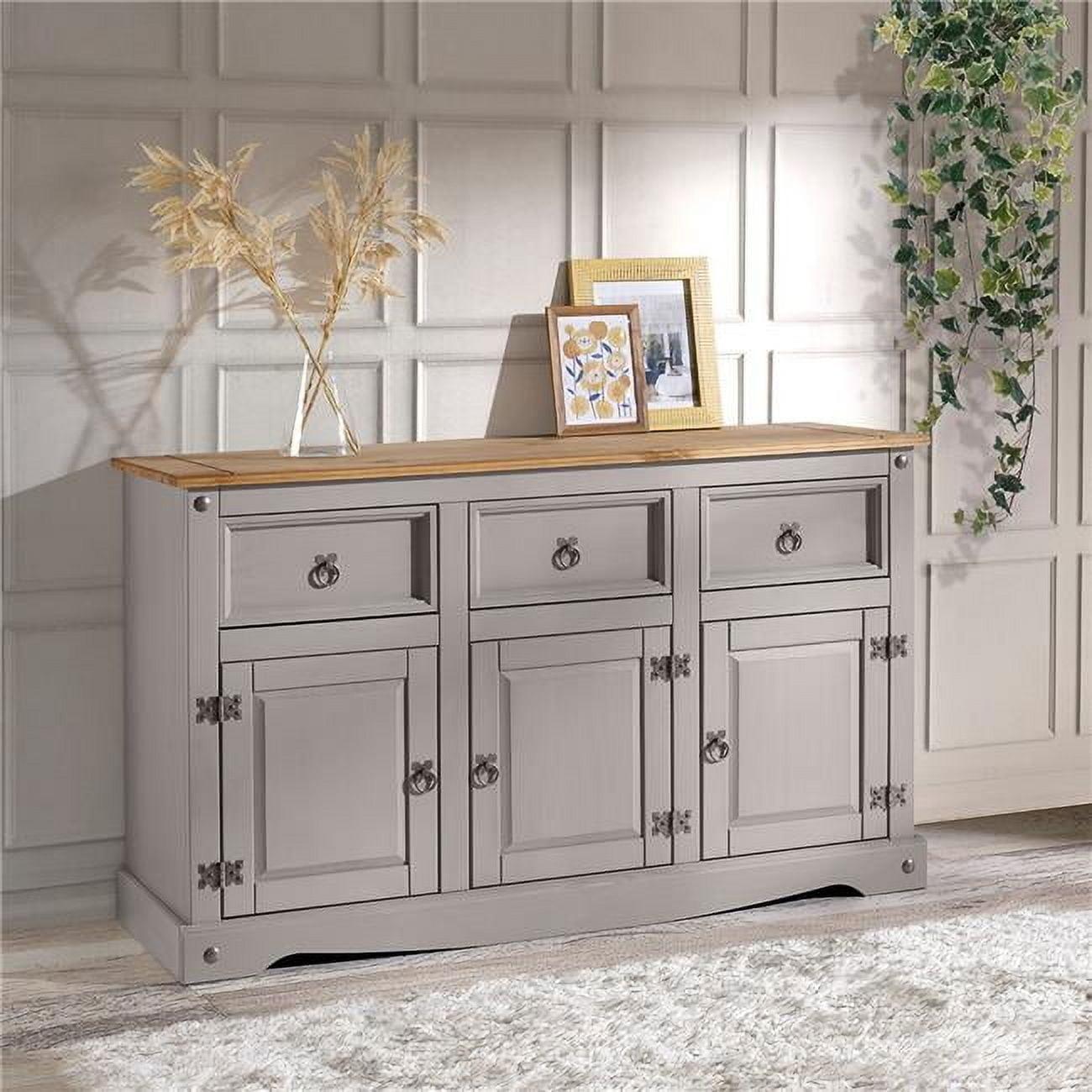 49.25 x 29.88 x 15.75 in. Cottage Series Wood Buffet Sideboard, Corona Gray