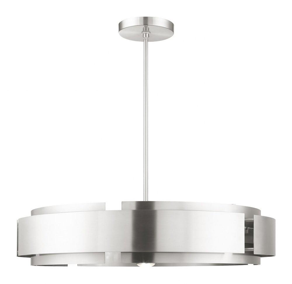 Varick Brushed Nickel 7-Light Contemporary Drum Pendant