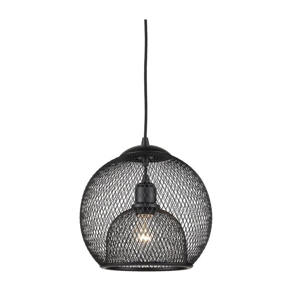 Sleek Black Aluminum Globe Pendant Light with Mesh Shade