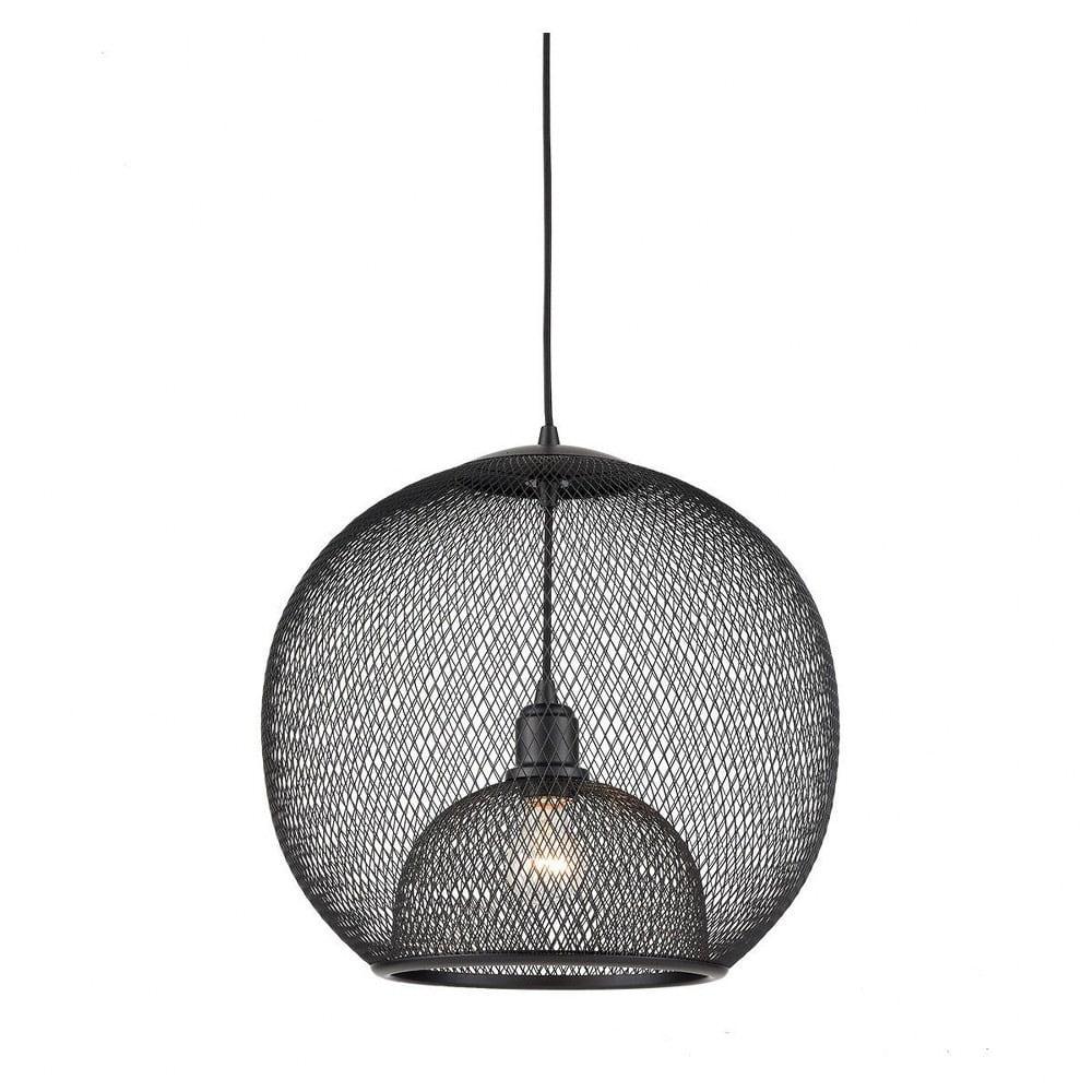 Gibraltar Black Globe Pendant Light with Mesh Shade