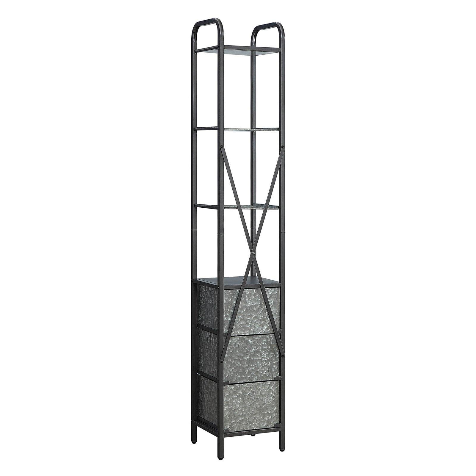 Industrial Charm Narrow Baker's Rack with Galvanized Metal Shelves