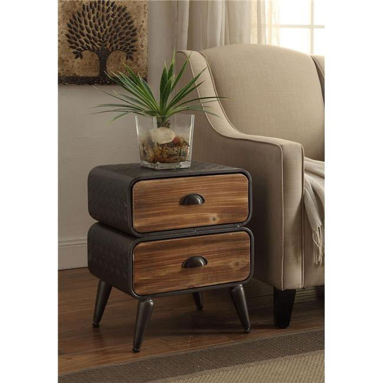 Urban Loft Distressed Pine 2-Drawer Metal Chest