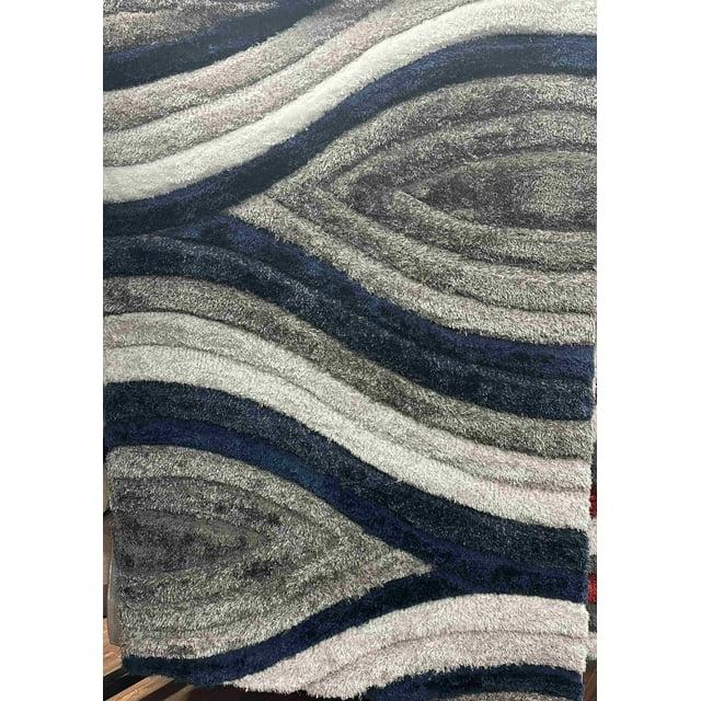 Luxe Weavers Modern Shag Geometric Area Rug, Navy 5x7