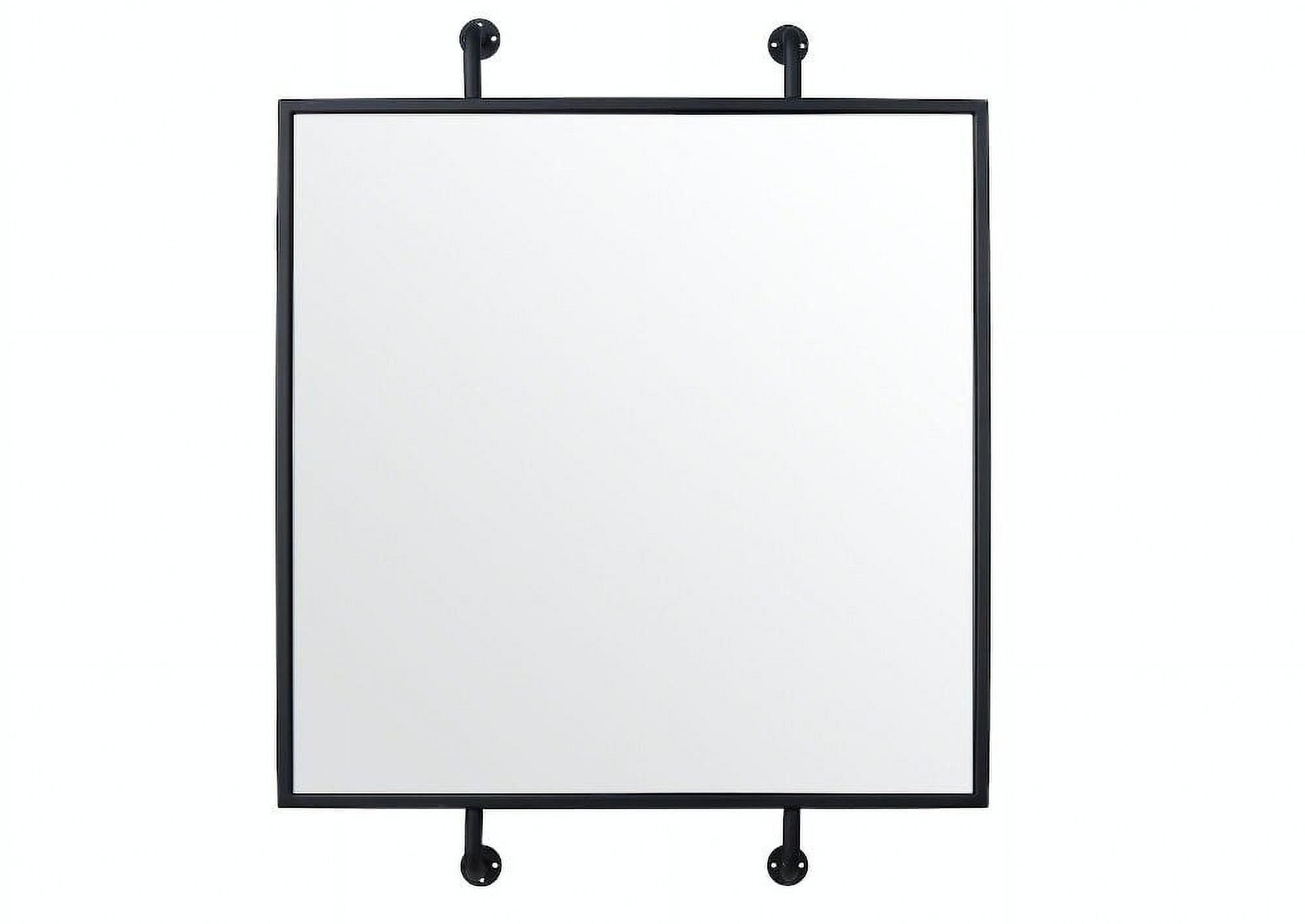 Tycho 32x26 Inch Black Glass Rectangular Bathroom Mirror