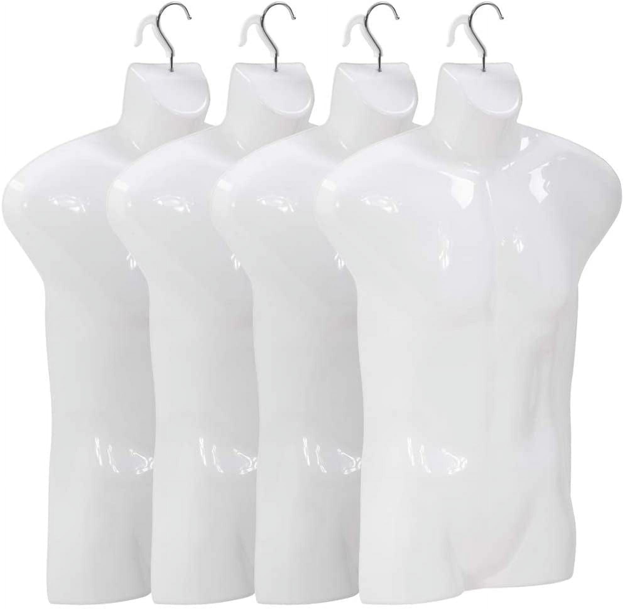 White 30-Inch Plastic Mannequin Torso with Metal Hook, Set of 4