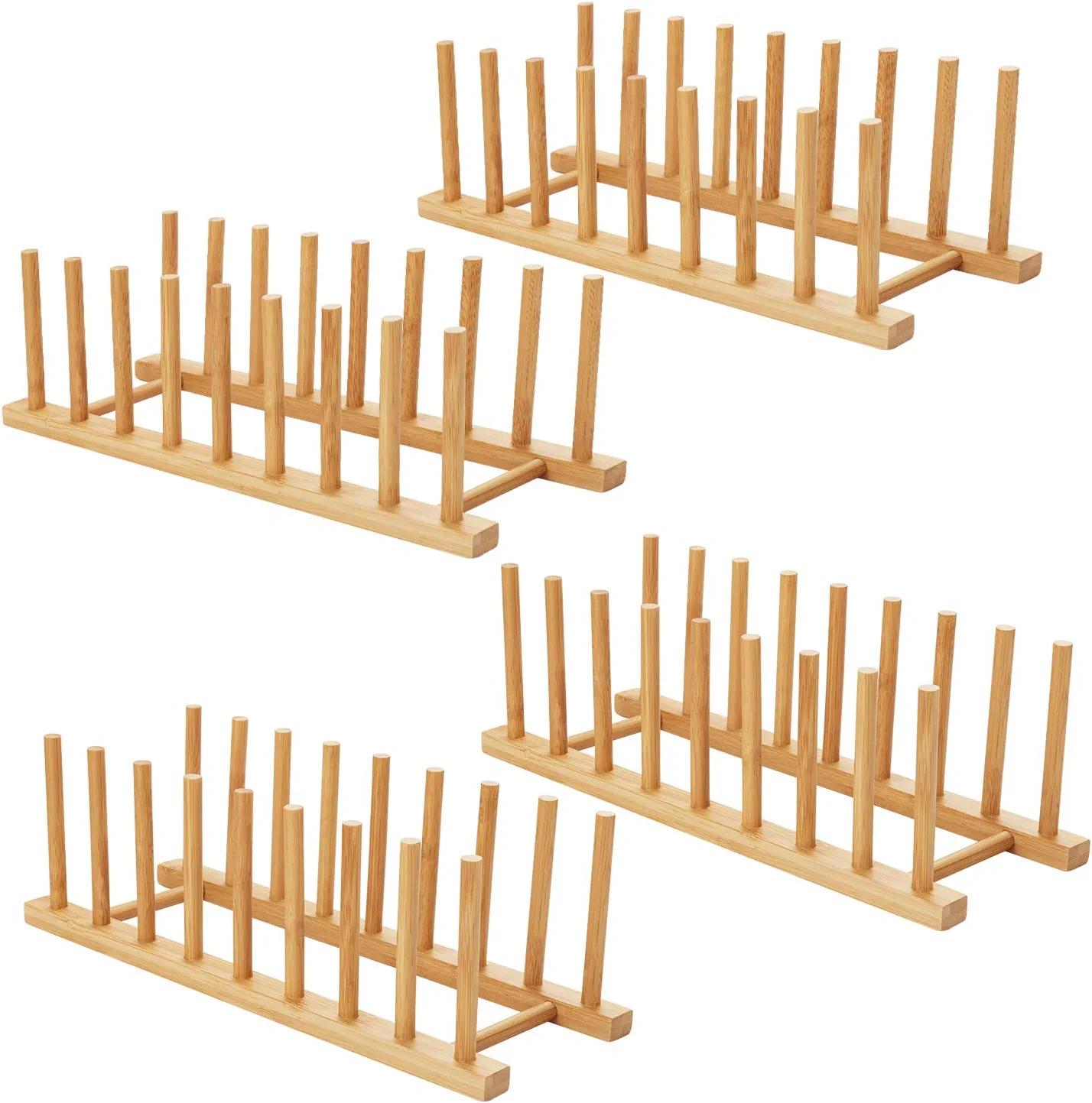 4-Piece Bamboo Dish and Lid Drying Rack Set