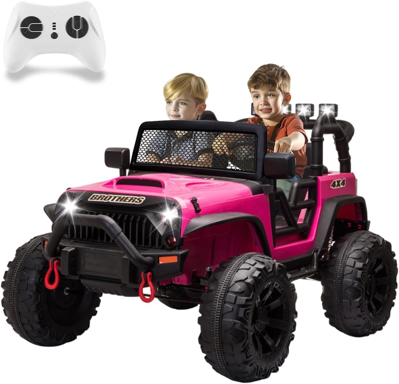 24V Rose Red 4WD Kids Ride-On Jeep with Remote Control