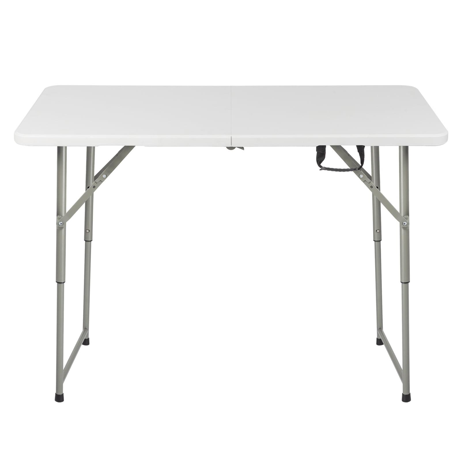 Plastic Folding Table 4ft Indoor Outdoor Heavy Duty Foldable Table with Handle for Parties Backyard Events White